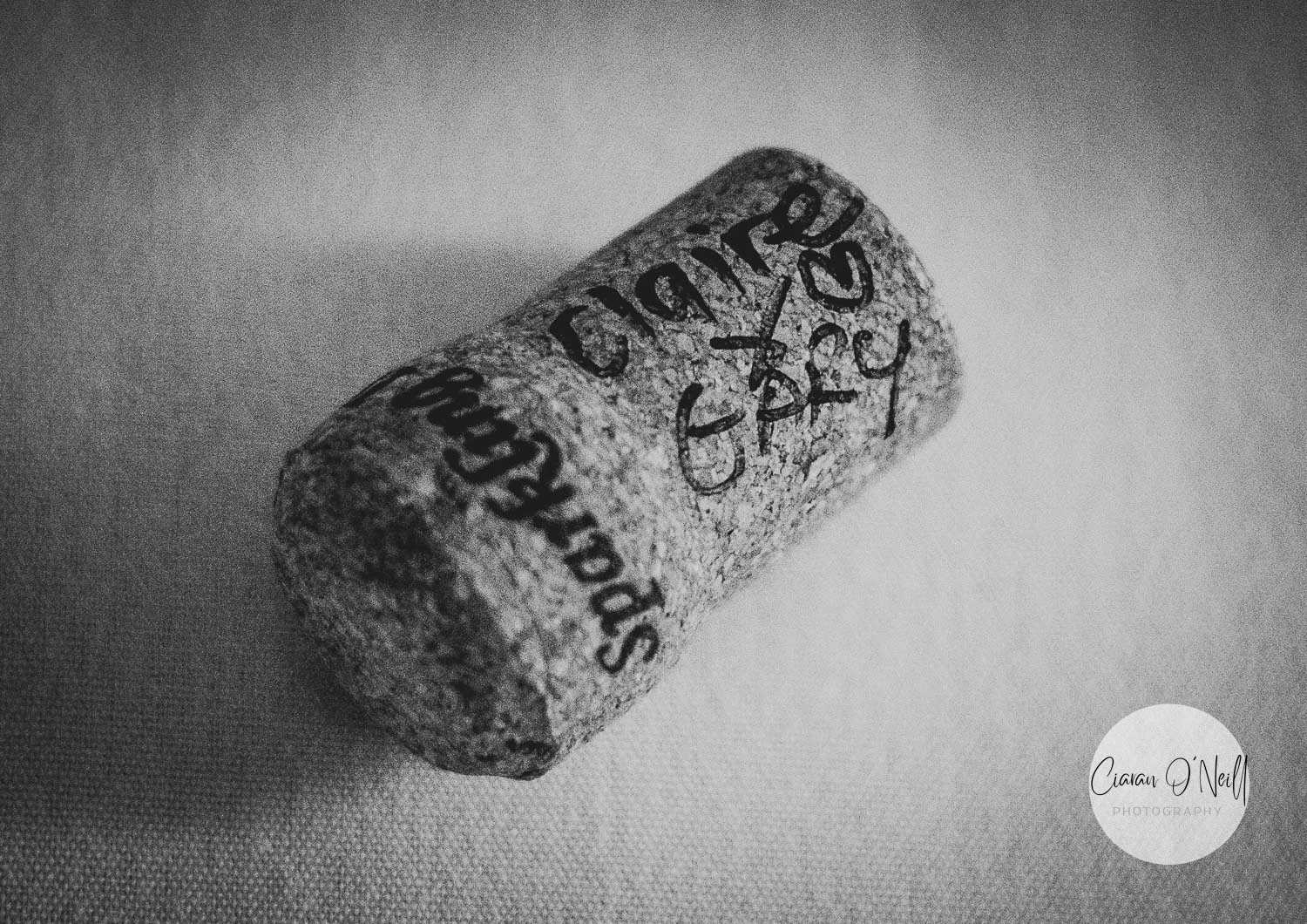 The famous cork - inscribed with the names of the bride and groom and the date - which are all kept as a momento in the Dundary