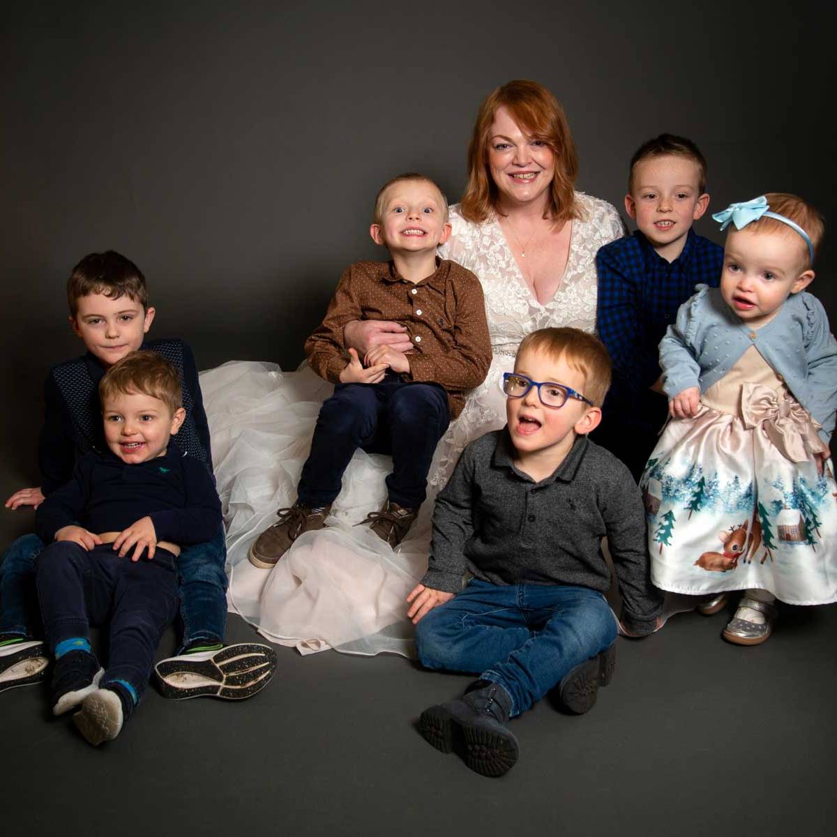 Bride and her nieces and nephews