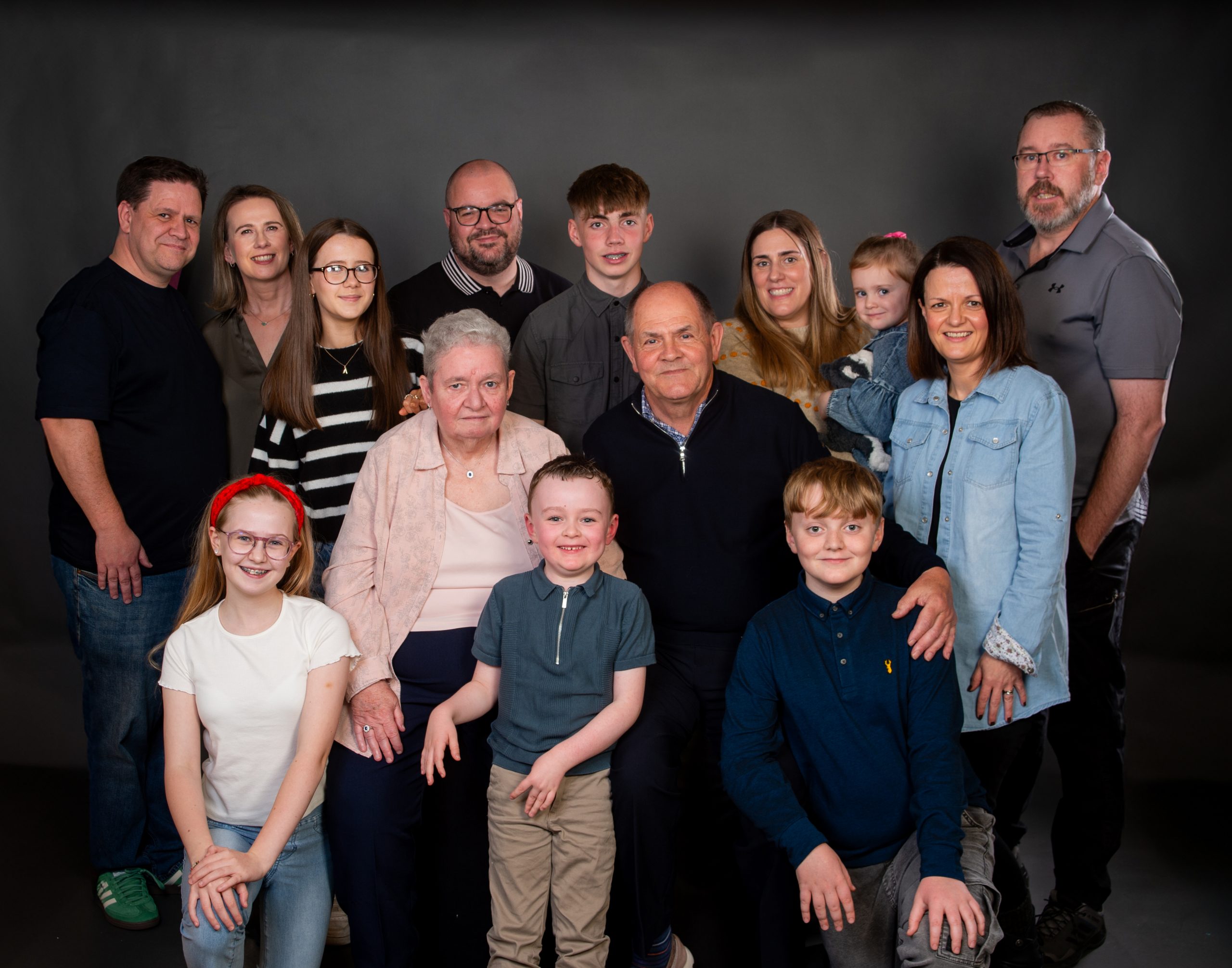 Large family group of 14 from 3 generations